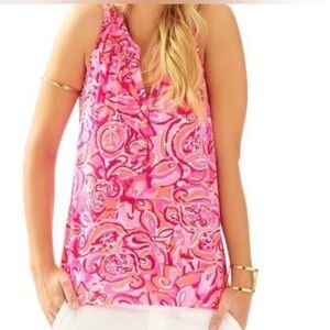 Lilly Pulitzer Essie Pink Pout Mango tank top shirt size small